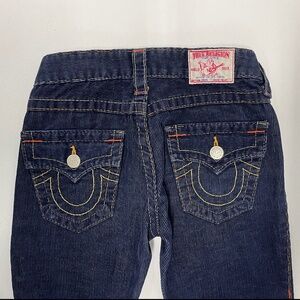 Pre-owned True Religion Women's 24 Navy Corduroy Joey Flare Pants Flap Pockets